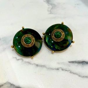 Luxe Clip-On Emerald Tone Earrings